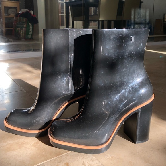 melissa black patent classic chunky heeled rain boots - Picture 4 of 7